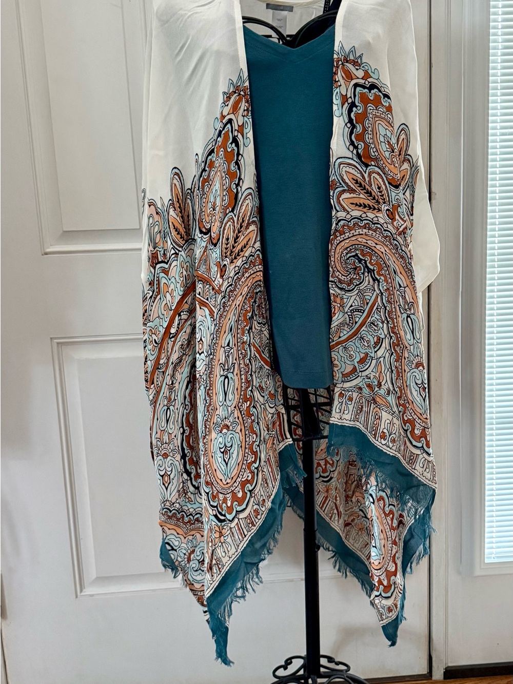Bohemian Ruana with Teal Top
